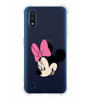Samsung Galaxy A01  Köşe Korumalı Antişok Kapak Minnie Mouse Tasarımlı Şeffaf  Kılıf
