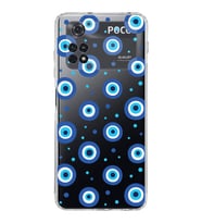 PrintiFy Poco M4 Pro 4G ile Uyumlu Nazar Boncuğu 1 Baskılı Kamera Korumalı Şeffaf Silikon Kılıf