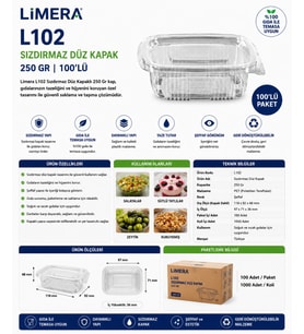 Limera L102 Sızdırmaz Düz Kapak 250 Gr 100'lü