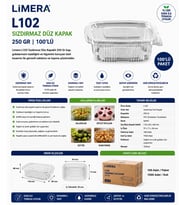 Limera L102 Sızdırmaz Düz Kapak 250 Gr 100'lü