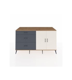 Kronos Konsol 2 Raflı 3 Çekmeceli 2 Kapaklı 176x59x99 Çam-Aytaşı/Antrasit