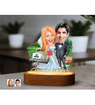 BK Gift Kişiye Özel Yeni Evli Çift  Karikatürlü Dekoratif 3D Biblo LED Işıklı Gece Lambası-1, Düğün Hediyesi, Yıl Dönümü Hediyesi