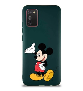 Samsung Galaxy A02S Soft Premier Kapak Mickey Mouse-C Tasarımlı Silikon Kılıf - Yeşil (Şeffaf)