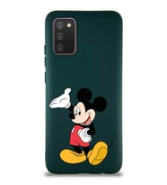 Samsung Galaxy A02S Soft Premier Kapak Mickey Mouse-C Tasarımlı Silikon Kılıf - Yeşil (Şeffaf)