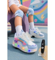 Muggo COLOURFUL Çocuk Işıklı Patenli Tekerlekli Sneaker Spor Ayakkabı