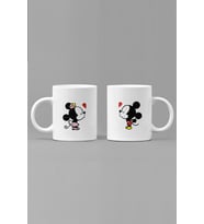 Mini Mickey ve Minnie Mouse Sevgili/Çift/Arkadaş 2'li Kupa Bardak Seti (Beyaz)