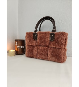 Bottega Veneta Model, Handmade, Kahve, Peluş, Kadın El Çantası