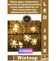 #Led Dekoratif Şeffaf Kablo Yılbaşı Süsleme 2 Kademeli Pilli Gün Işığı Şık Kar Tanesi 5 Metre 28 Led