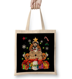 Funny Shih Tzu Christmas Tree Decor Gift Bez Çanta Uzun Saplı