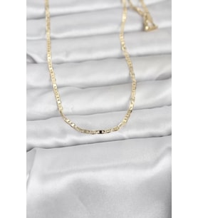 CM 14K Gold Renk Lazerli Yassı Model Zincirli 60 cm Kadın Kolye - TJ-BKO10966