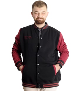 Mode XL Büyük Beden Erkek Kolej Mont Spor Ceket 23628 Siyah