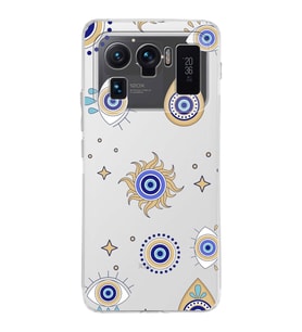 PrintiFy Xiaomi Mi 11 Ultra ile Uyumlu 1mm Slim Fit Nazar Boncuğu 5 Baskılı Şeffaf  Kılıf