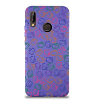 Huawei P 20 Lite Uyumlu Lansman Kılıf Hello Kitty Tasarımlı İçi Kadife Kapak-Mor (Şeffaf)