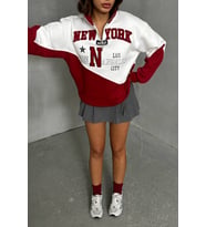kadın bordo fermuarlı New york sweat NBG050