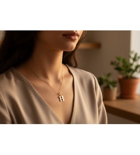 STİL İNCİSİ/XUPING JEWELRY H DÜZ HARF TAŞSIZ KOLYE (Altın)