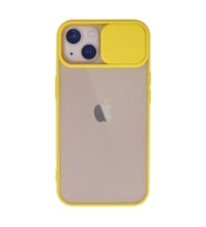 Apple İphone 13 Kılıf Palm Buzlu Kamera Sürgülü Silikon - Sarı