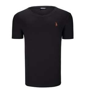 T8568 DEWBERRY V YAKA ERKEK T-SHIRT-KOYU SİYAH