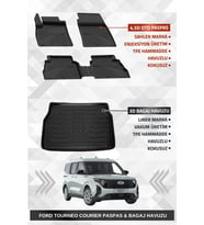 Sahler Ford Tourneo Courier 2024+ Uyumlu 4.5D Premium Havuzlu Oto Paspas ve Liner Marka 3D Bagaj Havuzu