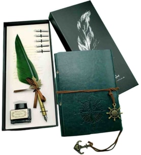 Divit Hokka Hat Sanatı Seti - Eskitme Sayfa ve Deri Kapaklı Defter, Kaligrafi & Osmanlı Tarzı Yazı Takımı, Özel Hediye Konsept Premium Seri