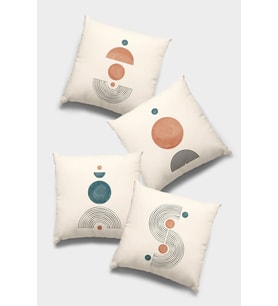 Krem Modern Çift Taraflı 4'lü Set Kırlent Kılıfı 4KR028