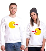 Tshirthane Pacman Kalp Sevgili Kombinleri Sweatshirt Kombini (Tek Ürün Fiyatıdır.)