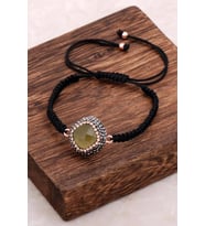 Peridot Taşlı Makrome Rose Gümüş Bileklik 3044
