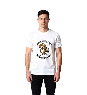 Köpek Sevgisi - Seyahat Teması Baskılı Erkek Tişört