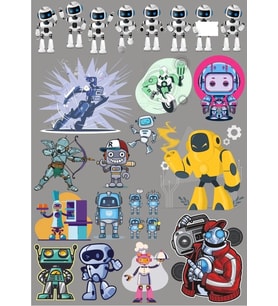 Robot Sticker Set 20 Parça Telefon, Tablet, Defter, Laptop Sticker