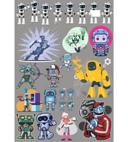 Robot Sticker Set 20 Parça Telefon, Tablet, Defter, Laptop Sticker