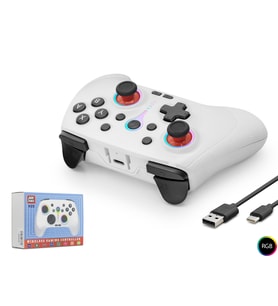 Bluetooth Gamepad Pc Ios Android Switch Ps3 Ps4 Uyumlu Rgb - Beyaz ND505W