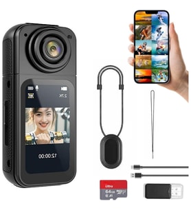 WİFİ 35 Gr Vücut Aksiyon Kamerası 1.47 İnç Ekran Manyetik Kolye 180 Derece Dönen Lens 2.7K Görüntü
