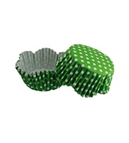 Cupcake Kalıbı Pet Kapsül Dalgalı Kek Kalıbı 65X38 MM (100 Adet)  Puantiyeli  Yeşil