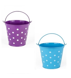 2 PCS VIP DECORATIVE BLUE PURPLE PAİL 2 ADET SAPLI METAL KOVA PUANTİYELİ KOVA MOR KOVA MAVİ KOVA