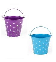 2 PCS VIP DECORATIVE BLUE PURPLE PAİL 2 ADET SAPLI METAL KOVA PUANTİYELİ KOVA MOR KOVA MAVİ KOVA