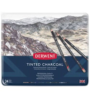 Derwent Tinted Charcoal Renkli Kömür Füzen Seti 24'lü Teneke Kutu 