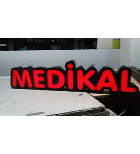 Medikal Yazılı Tabela 3D Led Neon Etkili Işıklı Tabela 30X45 CM Tek Taraflı