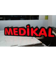 Medikal Yazılı Tabela 3D Led Neon Etkili Işıklı Tabela 30X45 CM Tek Taraflı
