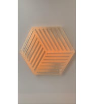 Turuncu Renkli Simli Süslemeli Bardak Altlığı Geometrik Desen El Yapımı Epoksi Hediyelik