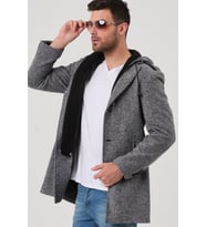 PLT8406 DEWBERRY ERKEK PALTO-DESENLİ GRİ