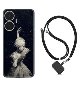 Realme C55 Kılıf Resimli Boyun Askılı İpli Desenli Silikon Star Woman 1332