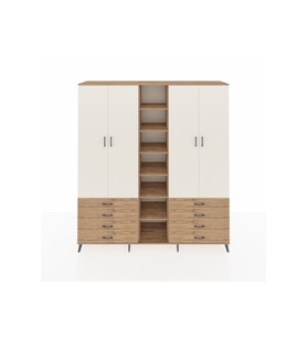 Hyperion Dolap 10 Raflı 8 Çekmeceli 2 Askılı 220x44x243 Çam-Aytaşı/Çam
