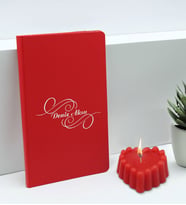 BK Gift Kişiye Özel İsimli Kırmızı Defter ve Kokulu Kalp Mum Hediye Seti-3, Sevgiliye Hediye, Arkadaşa Hediye