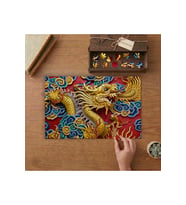 Sarı Ejderha Tasarımı 240 parça Ahşap Puzzle Ahşap Kutuda MP04736
