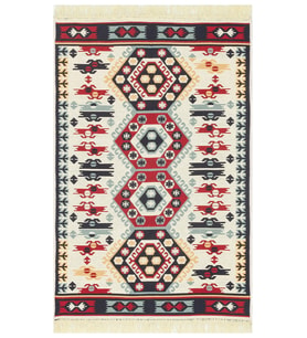 Makine Kaymaz Yıkanabilir Krem Etnik Salon Halısı Mutfak Halısı Koridor Halısı Yolluk 30 RED