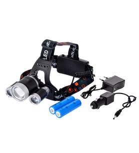 Şarjlı 3 Başlıklı Kafa Lambası Güçlü LED Işık Yüksek Performans WT-256