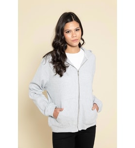 Oversize Fermuarlı Cepli Gri Sweatshirt 