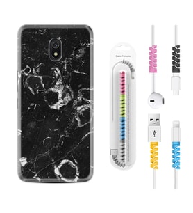 Xiaomi Redmi 8A 8 Pro 9C 9T 10C 11T Pro Kılıf Kablo Koruma Spiral Silikon Black Hole Marble 1387
