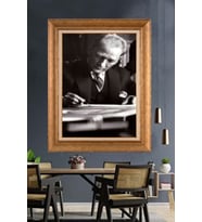 Altın Varaklı Çerçeveli Paspartulu Atatürk Tablo TR1436 (Gold)