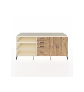 Kronos Konsol 3 Raflı 4 Çekmeceli 2 Kapaklı 220x59x99 Aytaşı-Çam/Çam