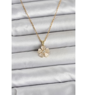 316L Çelik Zincir Gold Renk Yonca Model Kadın Kolye 5886 - 1OL7622-2785